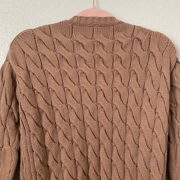 J. Crew Sweater Womens XS S Brown Cable Knit Side Slit Quiet Luxury Minimalist - Picture 7 of 12